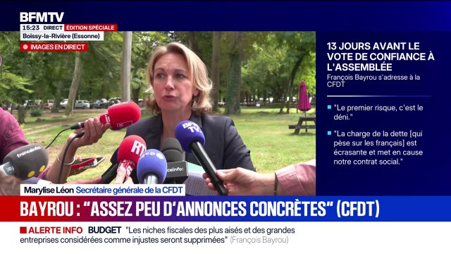 Budget: Il y a eu assez peu d'annonces concrètes de la part de François Bayrou, déplore Marylise Léon (CFDT)