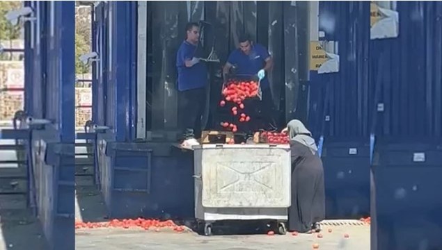 Zincir markette kasalar dolusu domates çöpe döküldü, o anlar tepki topladı