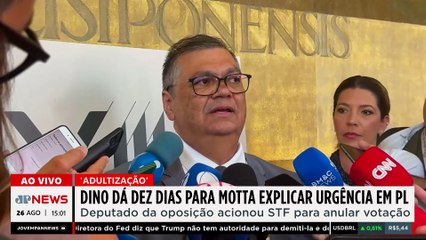 Flávio Dino dá 10 dias para Hugo Motta explicar PL da adultização nas redes | TEMPO REAL