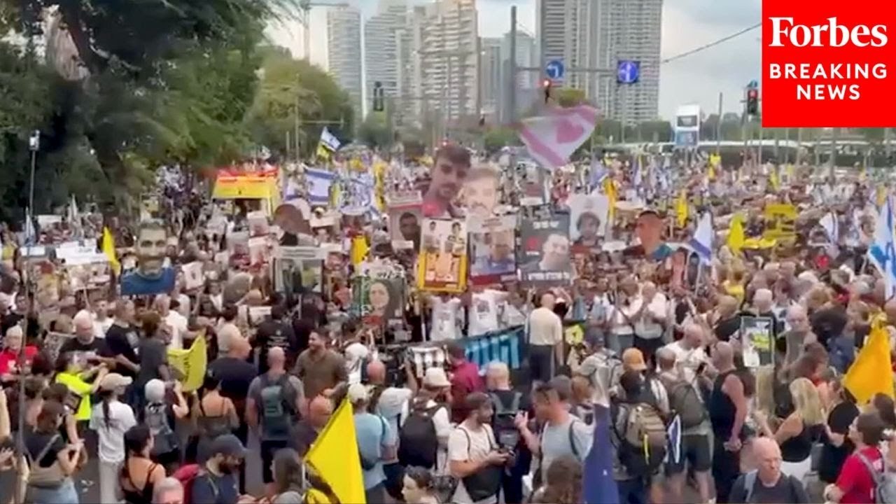 Tel Aviv Protests Against Gaza War Continue As Crowds March With Signs Of Hostages