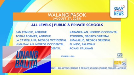 Walang pasok as of  5:36 a.m. (August 27, 2025) | Unang Balita