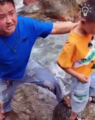 Guy stops the car to help these hopeless kids