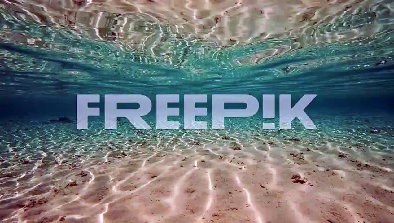 beautiful shot of reflecting water surface underwater, camera below water of a tropical beach in fakarva, second biggest atoll in french polynesia in the south pacific ocean in slow motion