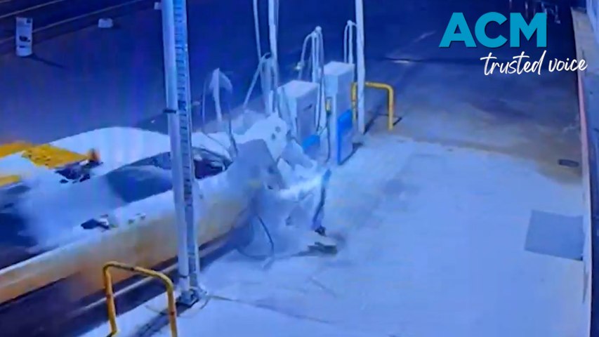 CCTV captures fiery moment an allegedly stolen car smashes into fuel ...