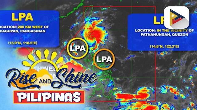 Ilang lugar sa bansa, patuloy na makararanas ng pag-ulan dulot ng LPA at habagat; Bagong LPA, nabuo sa kanlurang bahagi ng Dagupan, Pangasinan