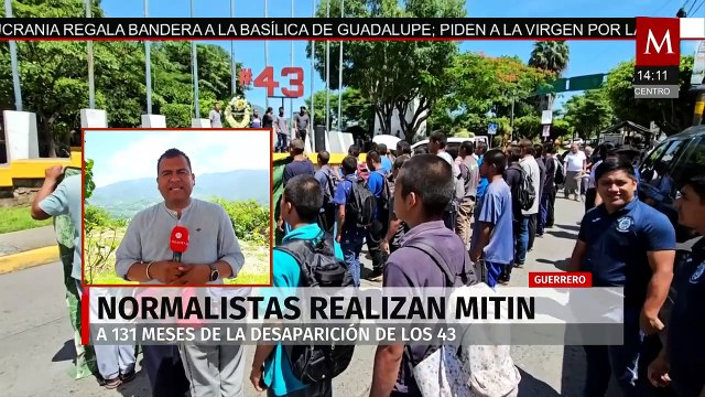 Normalistas de Ayotzinapa realizan mitin a 131 meses de la desaparición de los 43