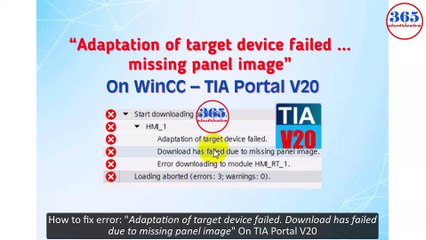 Fix Adaptation of target device failed...missing panel image On TIA V20