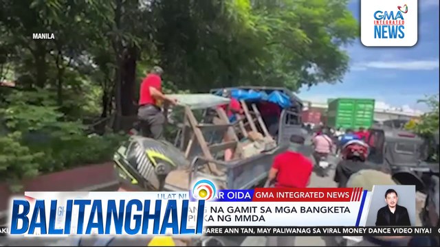 Mga nakahambalang na gamit sa mga bangketa sa Maynila, kinumpiska ng MMDA | Balitanghali