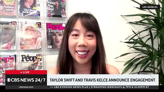 Égérie de la pop et icône mondiale des jeunes, Taylor Swift a annoncé cette nuit qu'elle allait épouser le joueur de foot américain Travis Kelce ! Même Donald Trump les a félicités... - Vidéo