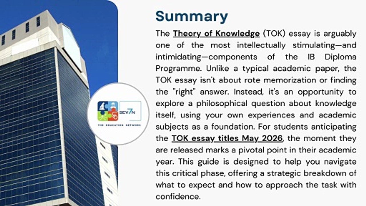 TOK Essay Titles May 2026 - Sev7n