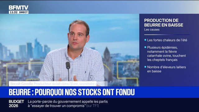 Production de beurre en baisse: La hausse du prix du beurre est directement liée à la baisse de la production , affirme Benoît Gavelle, secrétaire général adjoint de l'Union des producteurs de lait
