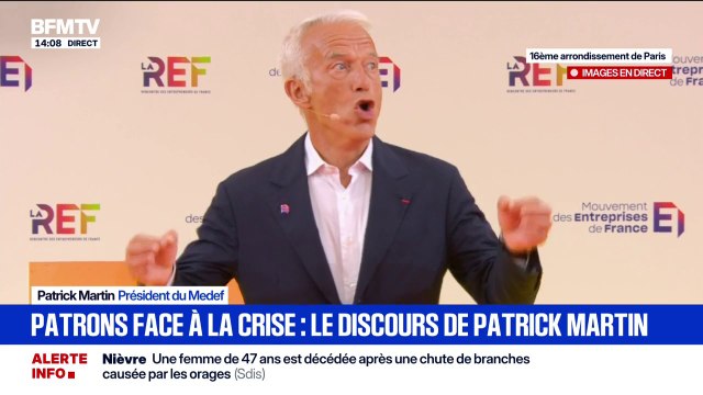 Patrons face à la crise: Notre ambition, gagner le jeu décisif affirme Patrick Martin, président du Medef