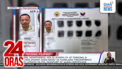Sen. Hontiveros: Iisa si Joseph Sy at Tsinong si Chen Zhong Zhen batay sa kanilang fingerprints at litrato sa PHL passport at alien certificate | 24 Oras