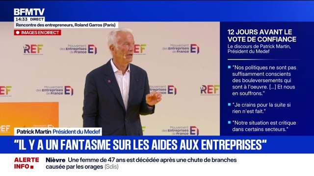 Patrons face à la crise: Il y a un fantasme sur les aides aux entreprises estime Patrick Martin, président du Medef