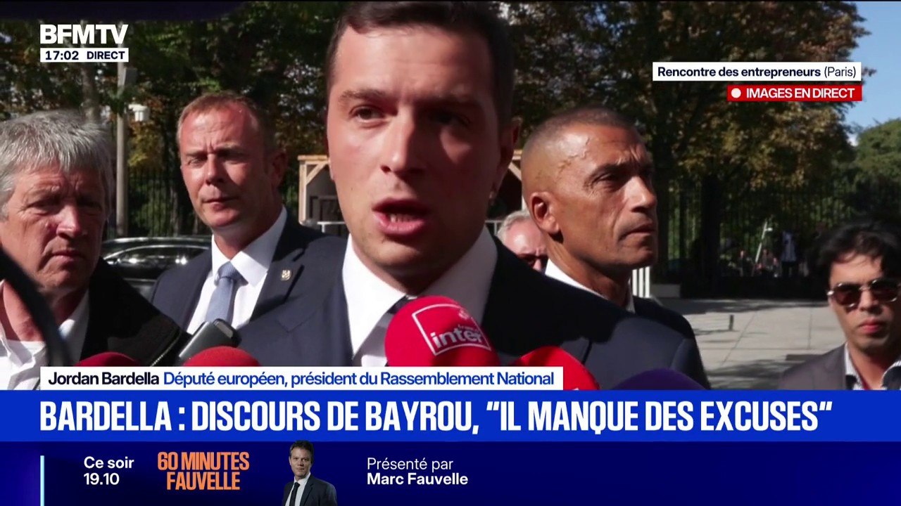 Crise politique: "Je ne vois aucune autre solution qu'un retour aux urnes, soit par la dissolution de l'Assemblée nationale, soit par la démission du président de la République", affirme Jordan Bardella