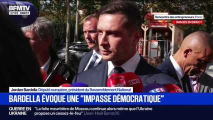 Crise politique: "Marine Le Pen va continuer à faire de la politique qu'il y ait dissolution ou pas", assure Jordan Bardella