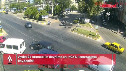 Otomobilin devrilme anı KGYS kamerasınca kaydedildi