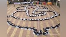 500 students form human chain to create Lord Ganesha in Maharashtra's Karad