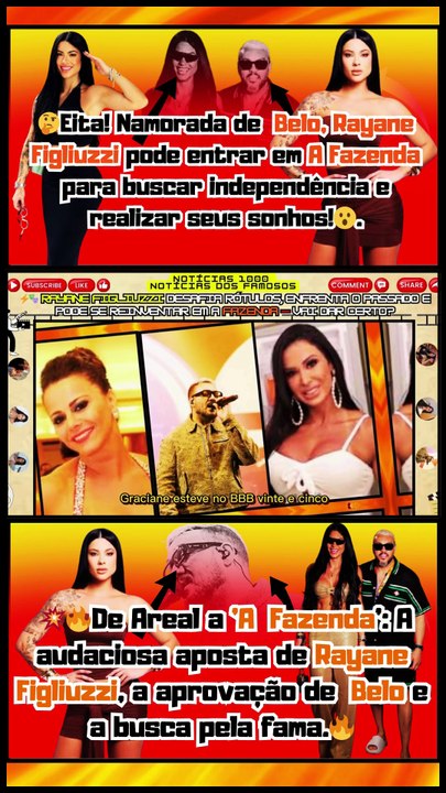 🤔Eita! Namorada de #Belo, #RayaneFigliuzzi pode entrar em A Fazenda para buscar independência legal!  Notícias 100 notícias dos Famosos