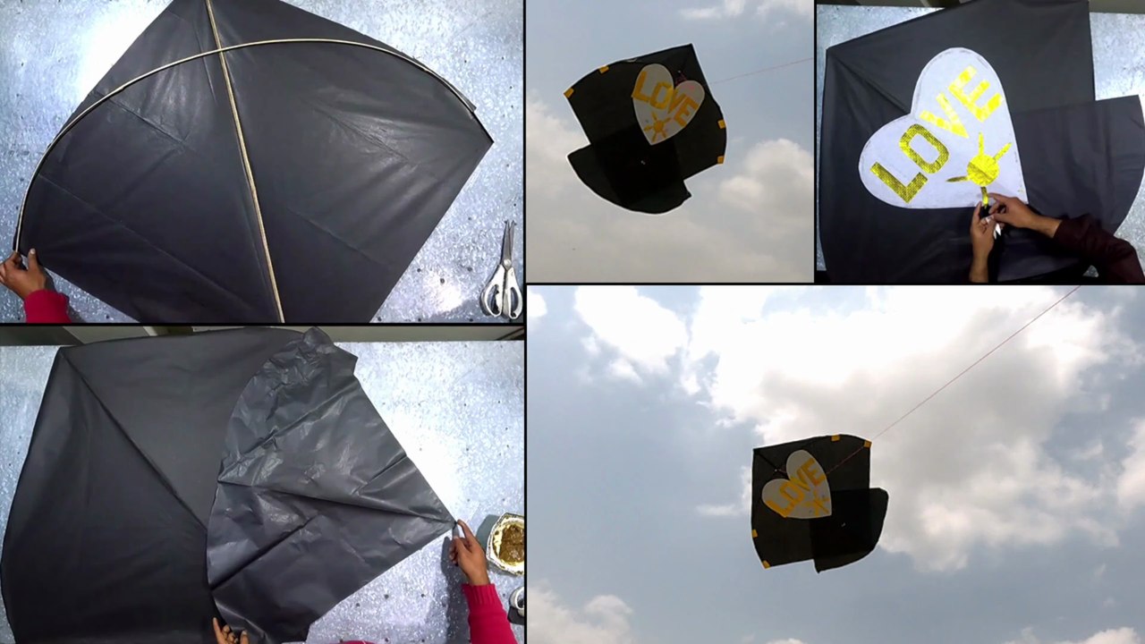 How to Make Heart Kite ❤️  2.5 Tawa Guda Kite Making & Flying  Love Design Kite (2)