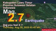 Kabupaten Luwu Timur, 123 km Northeast of Palopo, Indonesia Earthquake today now