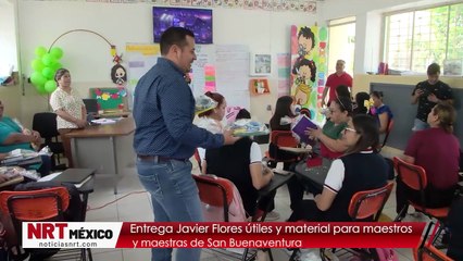Entrega Javier Flores útiles y material para maestros y maestras de San Buenaventura