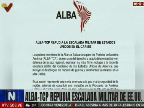 Comunicado | ALBA-TCP repudia la escalada militar de los Estados Unidos en el Caribe