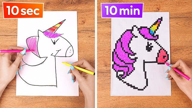 Cool Art Tricks And Drawing Hacks || Easy And Cool Color Challenge By 123 Go! School