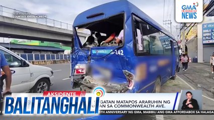 Hindi bababa sa 10, sugatan matapos araruhin ng bus ang ilang sasakyang sa Commonwealth Ave. | Balitanghali
