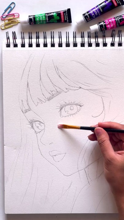 Cute Girl Acrylic Painting with Drawlish