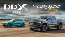 1200hp RAM TRX vs Aston Martin DBX707 drag race: Twin turbo beasts!