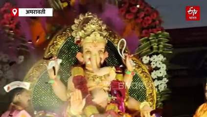 अमरावतीत गणपती बाप्पांचं थाटात आगमन; मध्यरात्रीपर्यंत निघाली मिरवणूक, आजपासून देखाव्यांची 'रौनक'