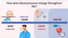 How does blood pressure change throughout life?