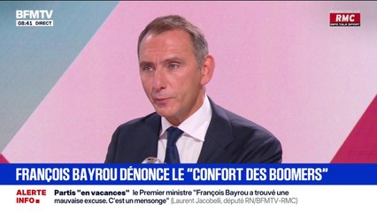 "Ce sont des gens qui n'ont pas volé leur argent": Laurent Jacobelli (RN) évoque la déclaration de François Bayrou sur le "confort des boomers"