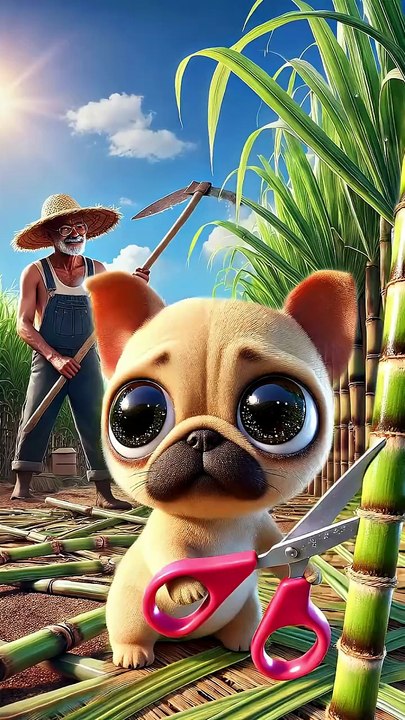 Cute Dog s Sweet Harvest! From Sugarcane Field to Fresh Juice, Cuteness Overload! 🚜🥤#shorts #cute