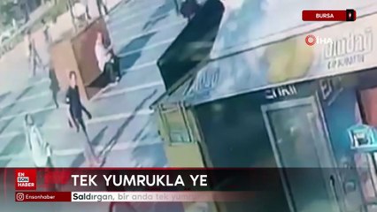 Bursa'da bıçakla geldi tek yumrukta yere serdi