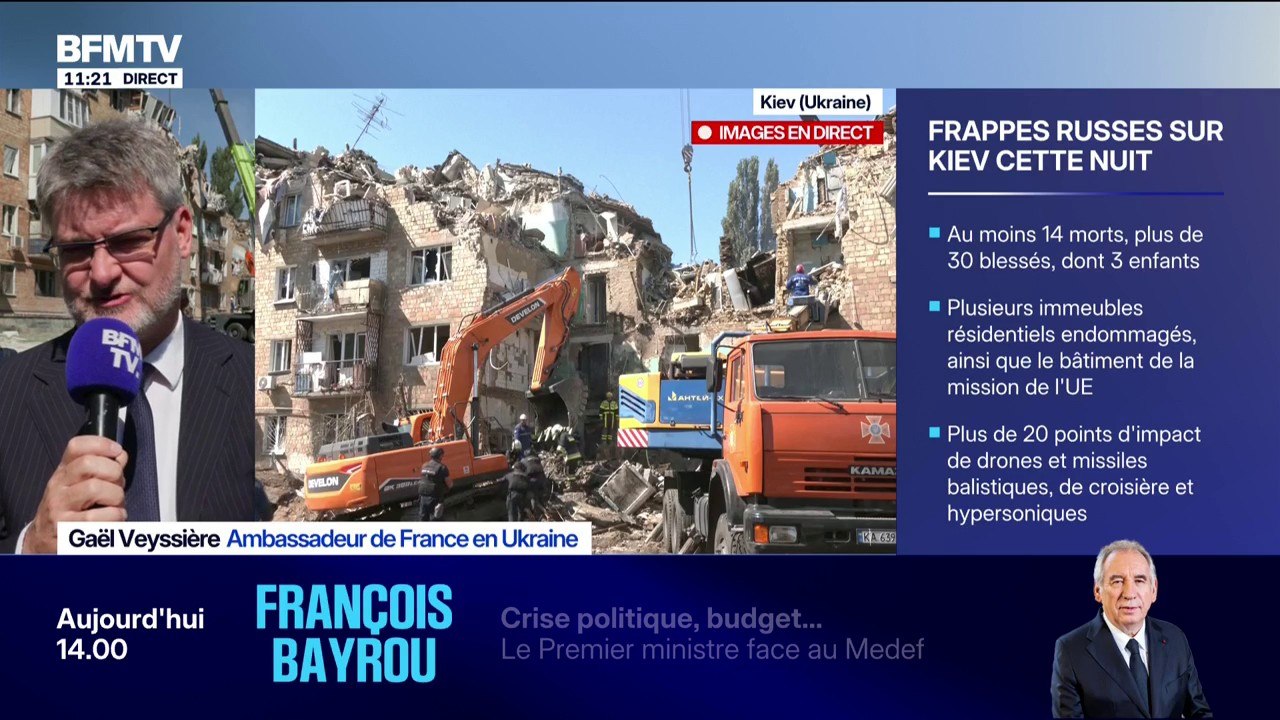 Frappes russes sur Kiev: "On ne comprend pas très bien la cohérence du discours" du Kremlin, affirme Gaël Veyssière, ambassadeur de France en Ukraine