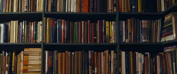 Books Shelves Library Reading by Continuous  4K _ no copyright stock video footage