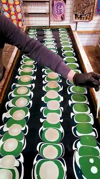 Turquoise Bouquet Pattern Created via Water Marbling