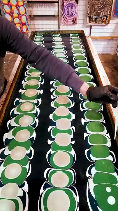 Turquoise Bouquet Pattern Created via Water Marbling