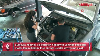 Motor tamircisi eleman bulamadı! Eşini yanına alıp usta olarak yetiştirdi