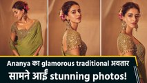 ओलिव ग्रीन साड़ी में छाईं Ananya Panday,  शेयर किया glamorous traditional अवतार