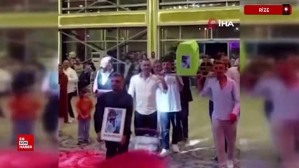 Rize'de düğün salonuna tabutla girdiler