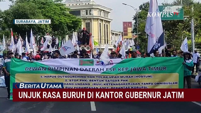 Bawa Keranda Sindir DPR, Begini Suasana Demo Buruh di Surabaya dan Semarang | BURUH