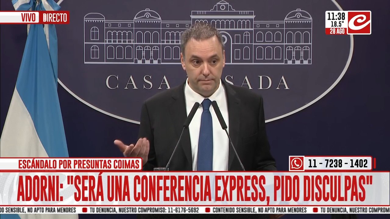 Manuel Adorni habló, pero se negó a responder preguntas de los periodistas