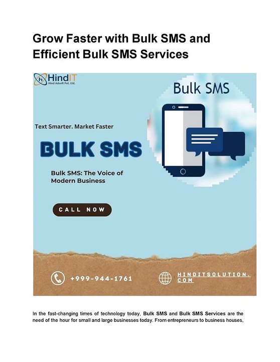 Grow Faster with Bulk SMS and Efficient Bulk SMS Services