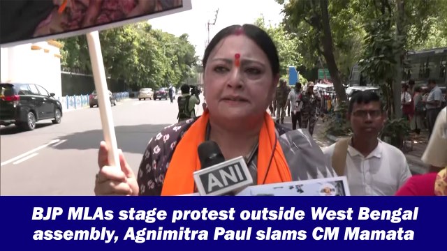 BJP MLAs stage protest outside West Bengal assembly, Agnimitra Paul slams CM Mamata