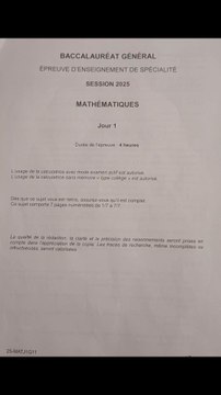 Sujet Bac de Maths Centres étrangers Jour 1 2025 tombé le 12/06/25#bac #bac2025 #spemaths #terminale