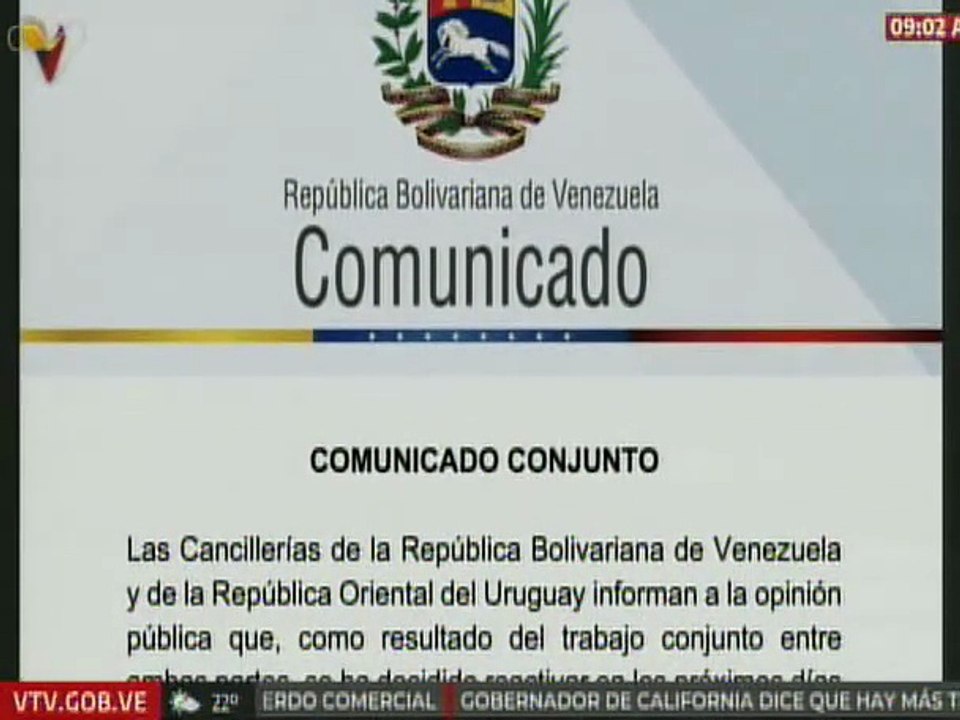 Comunicado | Venezuela y Uruguay reactivarán lo...