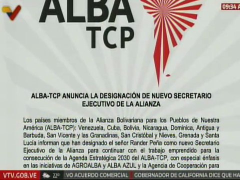 Comunicado | ALBA-TCP designa a Rander Peña como nuevo Secretario Ejecutivo de la Alianza